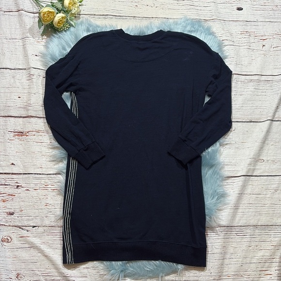 Monrow Supersoft Navy Side Stripe Sweatshirt Dress sz M - Picture 9 of 9
